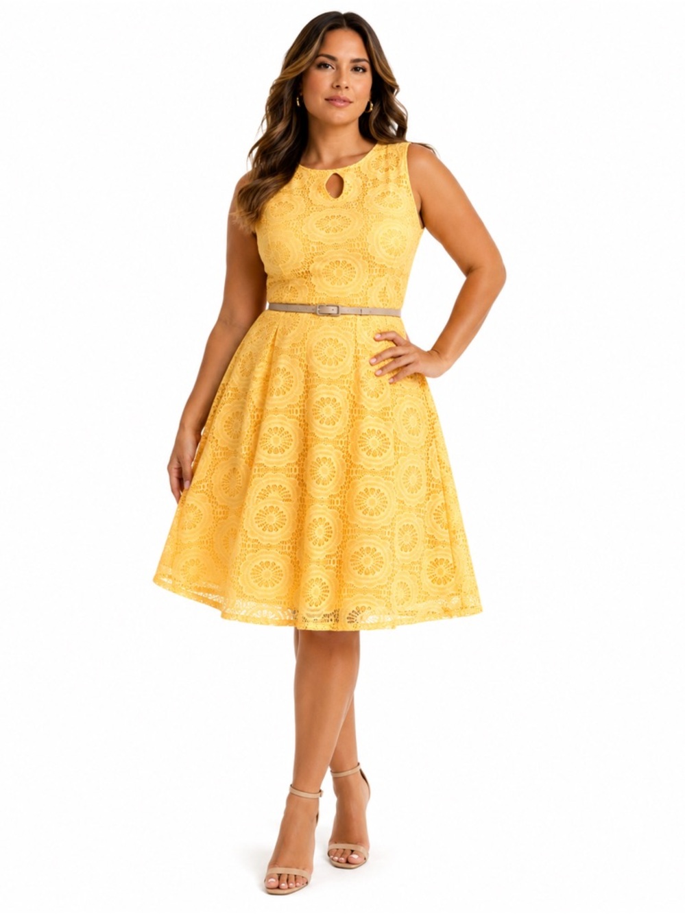 London Times Yellow Medallion Lace Dress – Size 18W